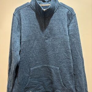Quicksilver Waterman Collection-Men's Blue Half-Zip Sweater. Size Large